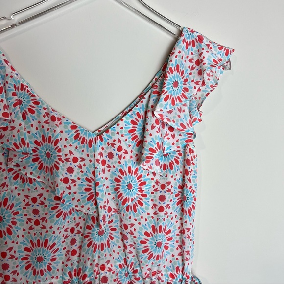 ANNIE GRIFFIN V Neck Sleeveless Blouse S Floral Tie Waist - Picture 3 of 5